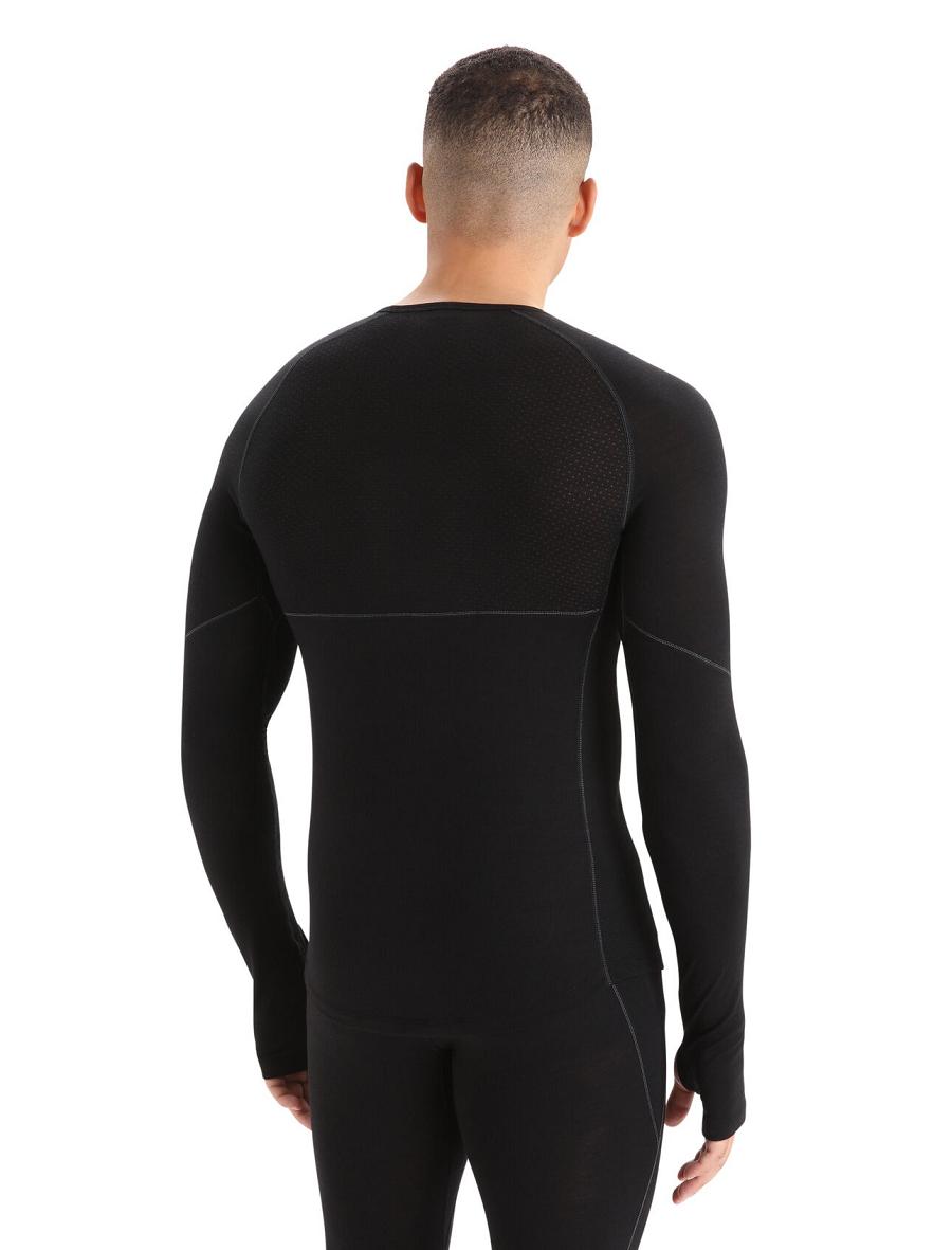 Icebreaker BodyfitZone™ Merino 150 Zone Long Sleeve Crewe Thermal Top Miesten Base Layers Mustat | FI 1363TCEV